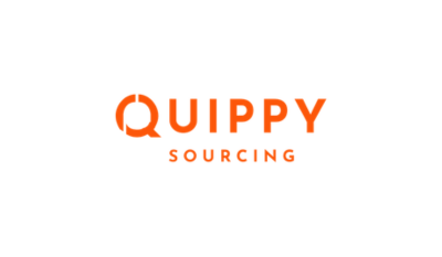 Quippy Sourcing client logo » Marketing Lynx quippy sourcing logo in orange on white background
